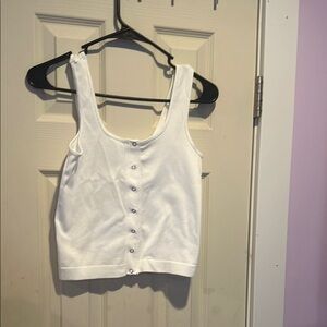 Almost Famous White Button-Front Tank Top